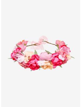 Pink Blush Faux Flower Crown, , hi-res