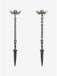 Winged Skull Sword Drop Earrings, , hi-res