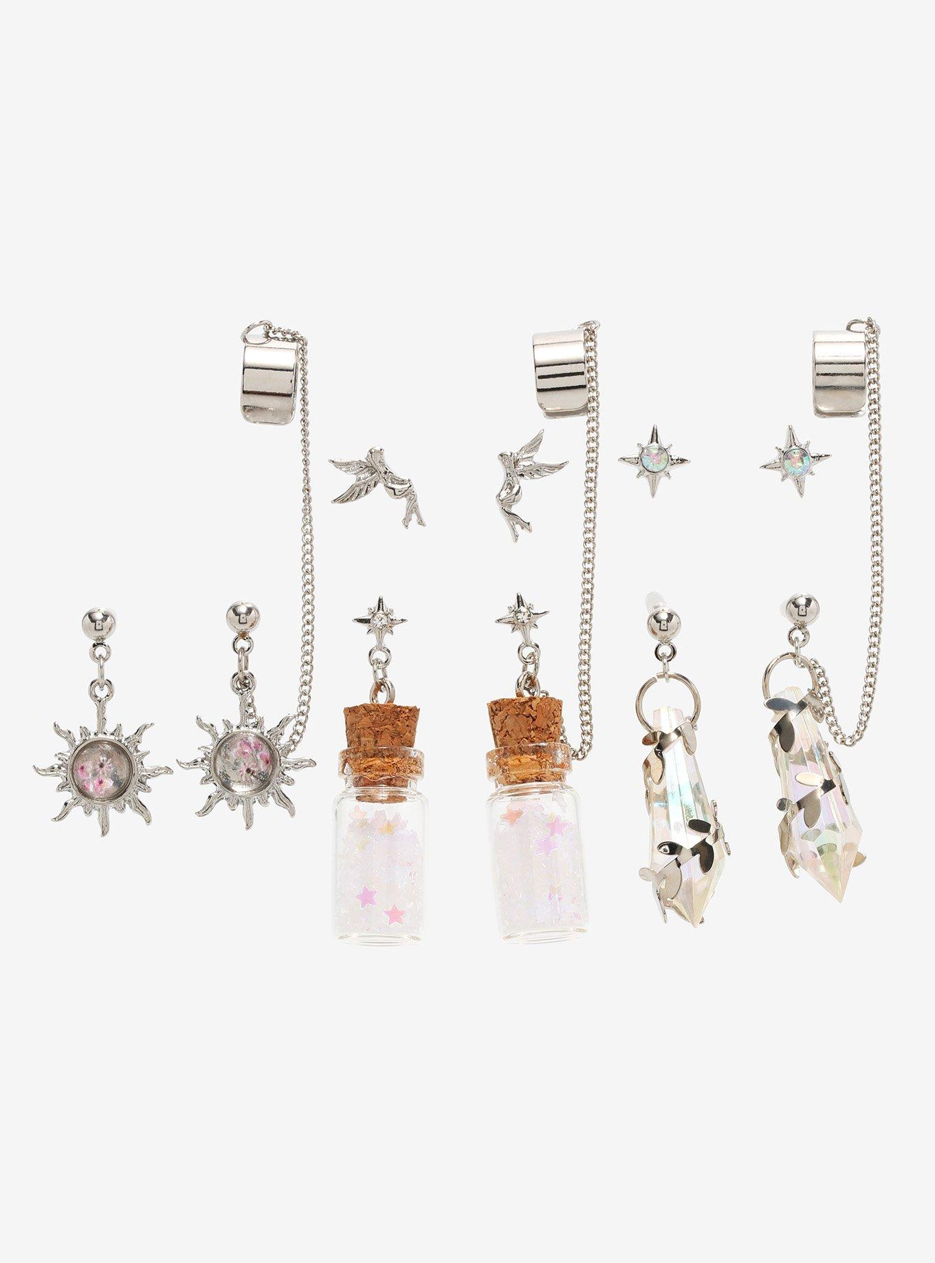Fairy Dust Bottle Crystal Cuff Earring Set, , hi-res