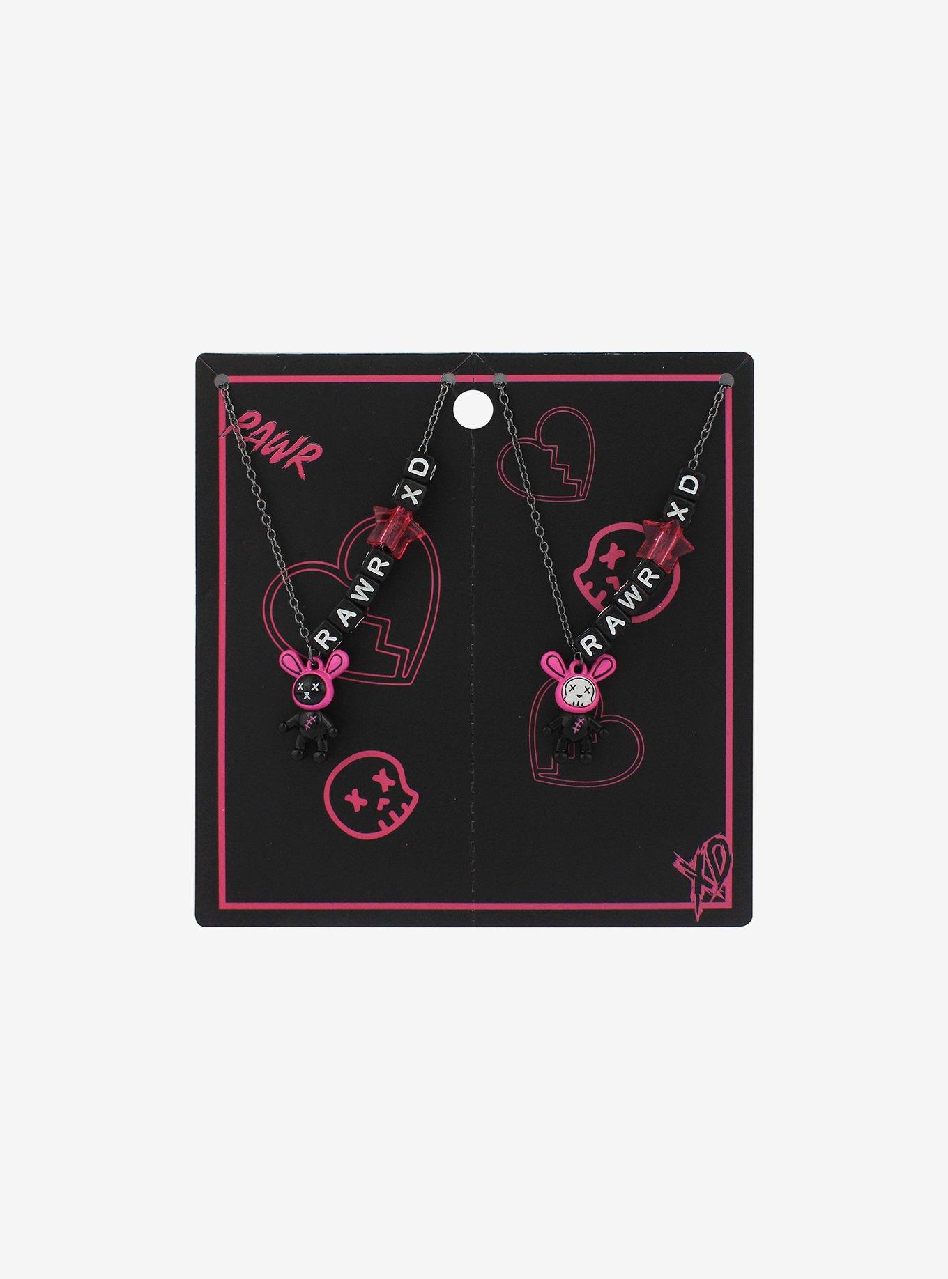 Rawr XD Black & Pink Bunny Best Friend Necklace Set, , hi-res