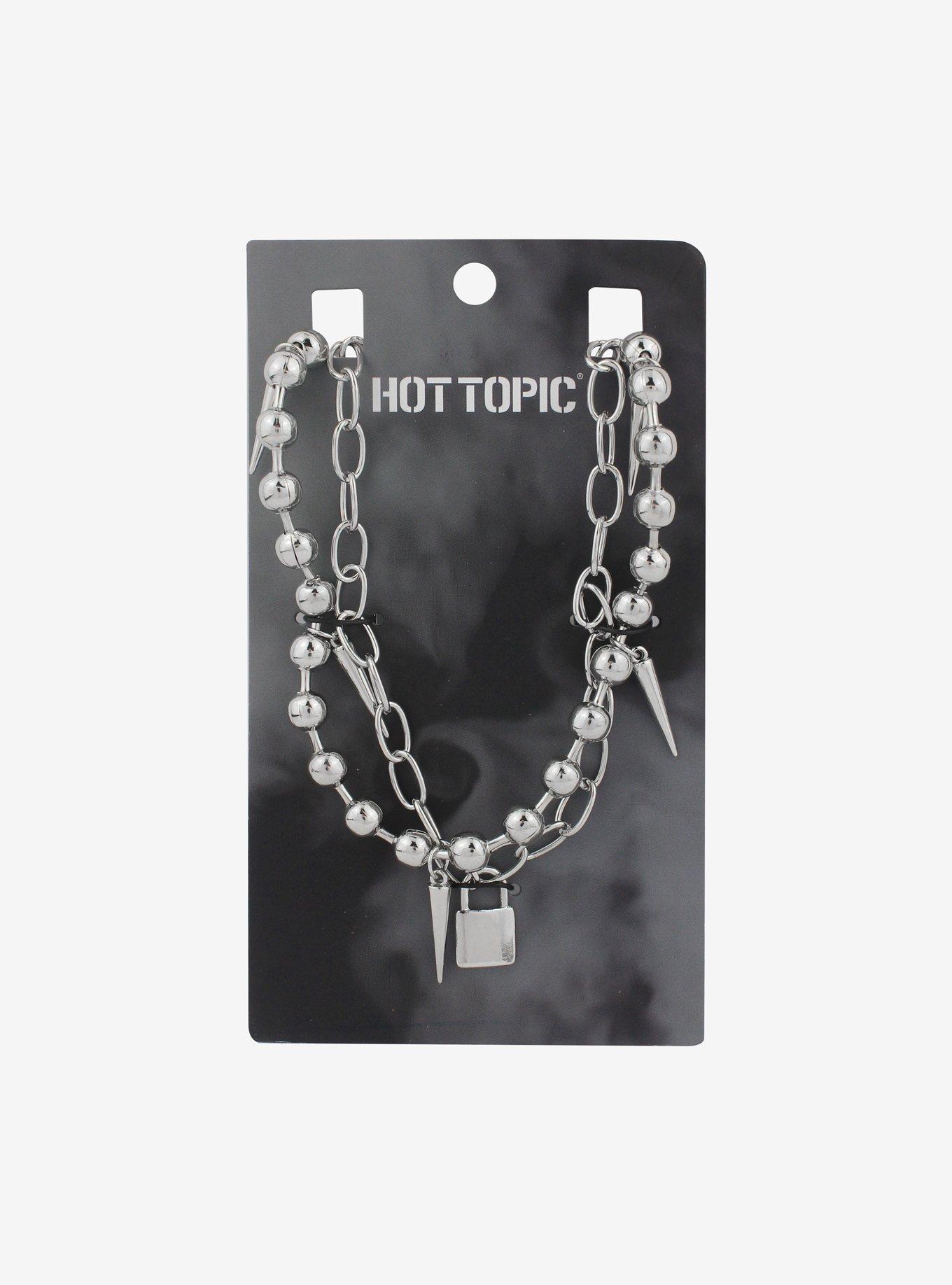 Spiked Padlock Guys Necklace Set, , hi-res