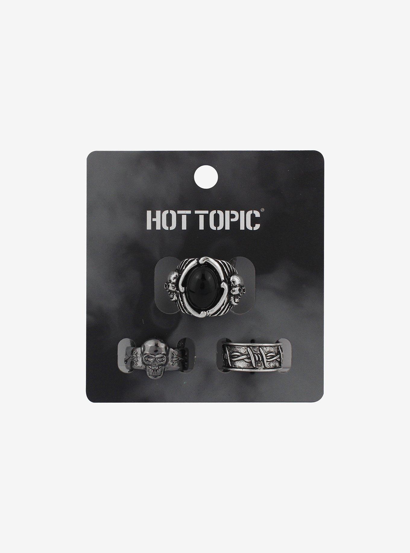 Black Skull Guys Ring Set | Hot Topic