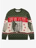 Attack on Titan Scout Regiment Crest Holiday Sweater - BoxLunch Exclusive, FOREST, hi-res