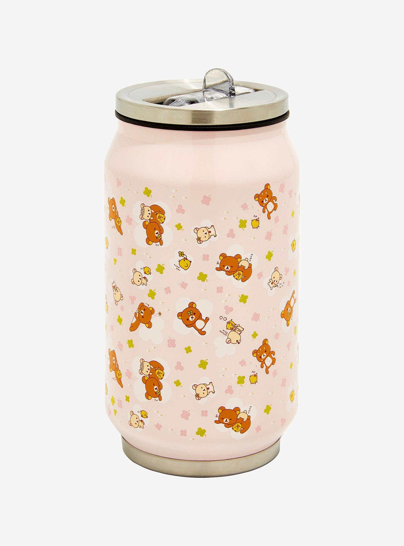 Rilakkuma Trio Floral Soda Can Water Bottle, , hi-res
