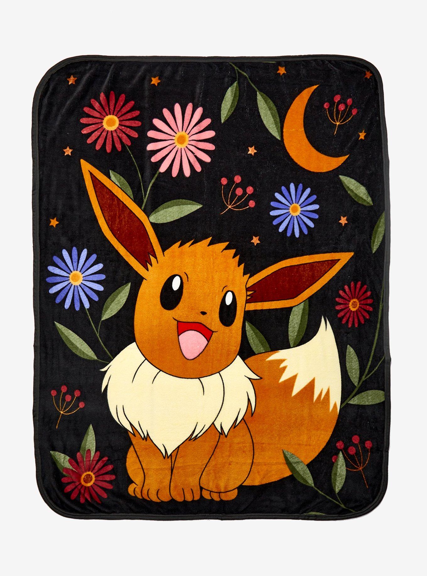 Pokemon Eevee Flowers Moon Throw Blanket