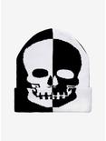 Black & White Split Skull Beanie, , hi-res
