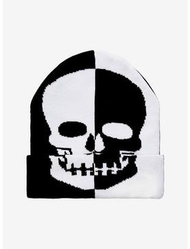 Black & White Split Skull Beanie, , hi-res
