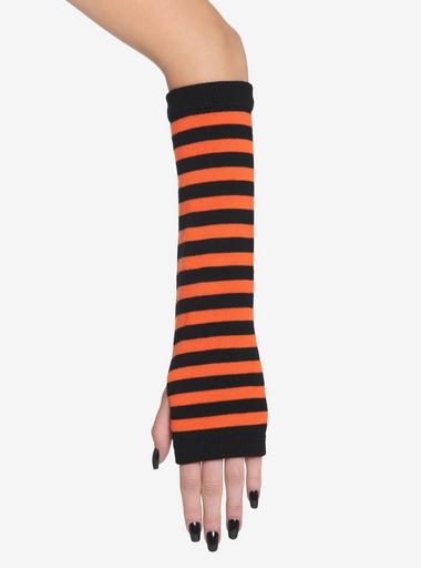 Orange & Black Stripe Arm Warmers | Hot Topic