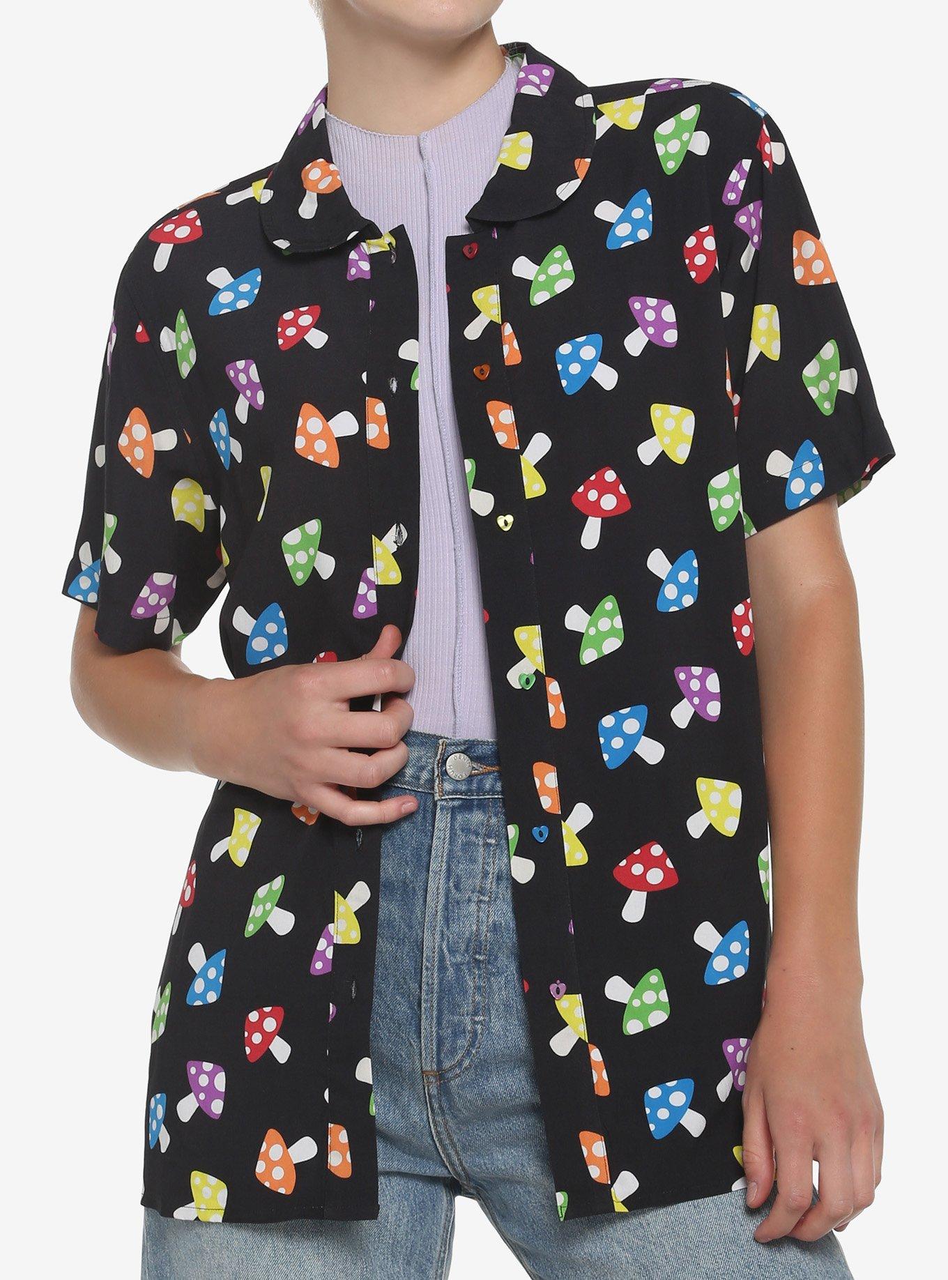 Rainbow Mushroom Girls Resort Woven ButtonUp Hot Topic
