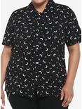 Crescent Moon Girls Resort Woven Button-Up Plus Size, BLACK, hi-res