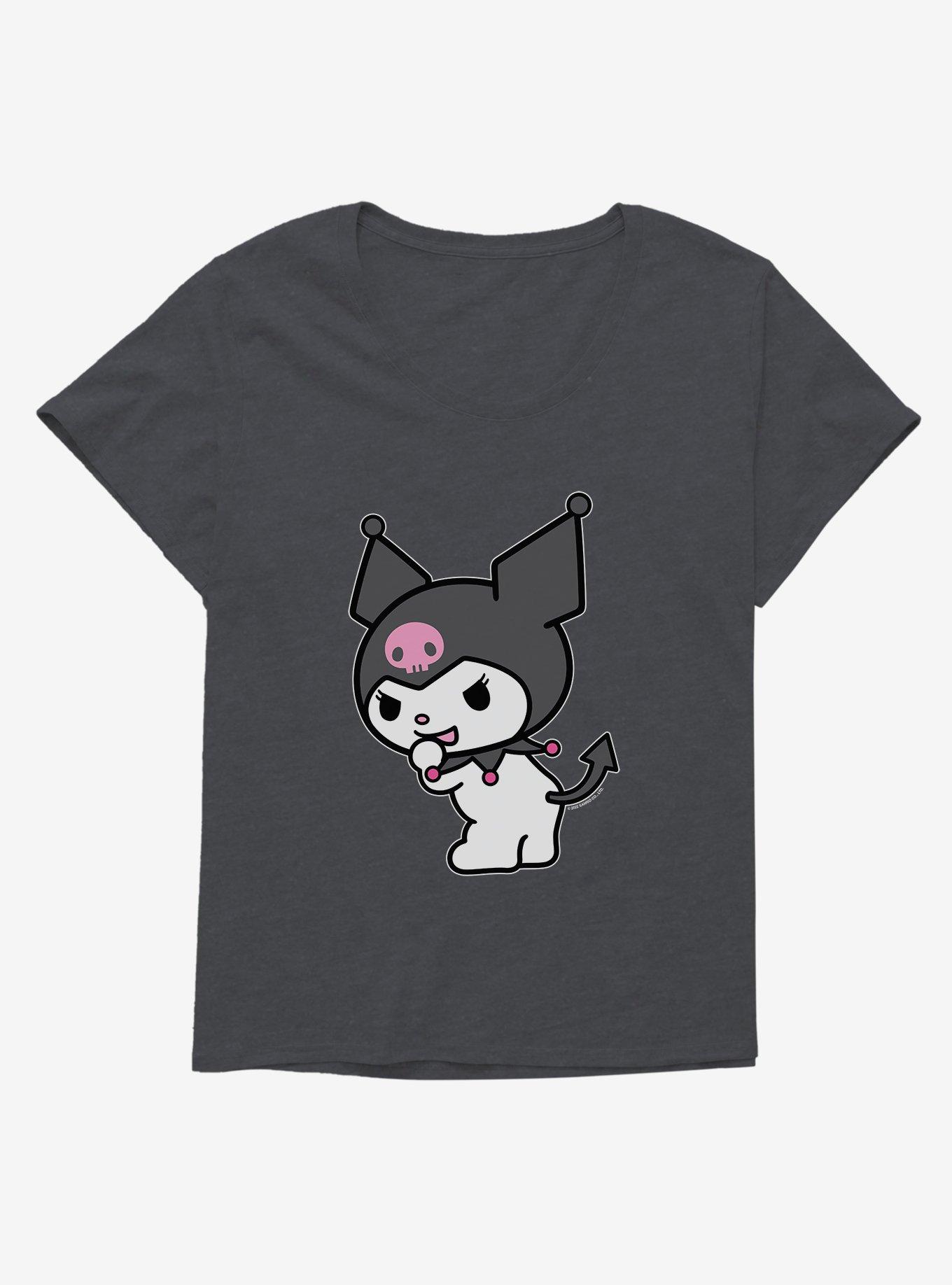 Kuromi Turning Giggle Girls T-Shirt Plus Size, CHARCOAL HEATHER, hi-res