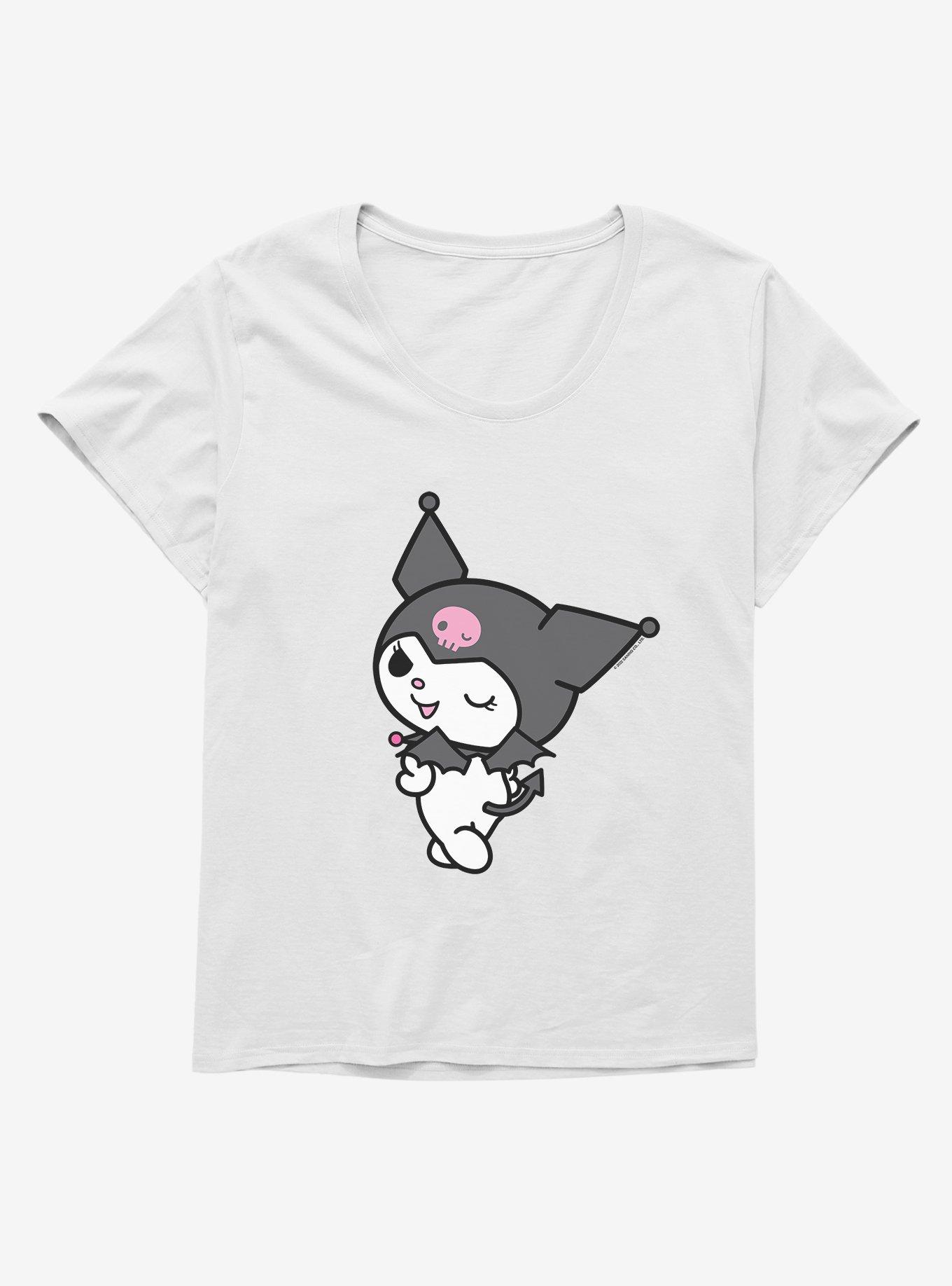 Kuromi Turning Wink Girls T-Shirt Plus Size, WHITE, hi-res