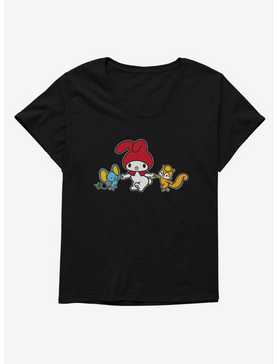 My Melody Dancing With Flat And Risu  Womens T-Shirt Plus Size, , hi-res