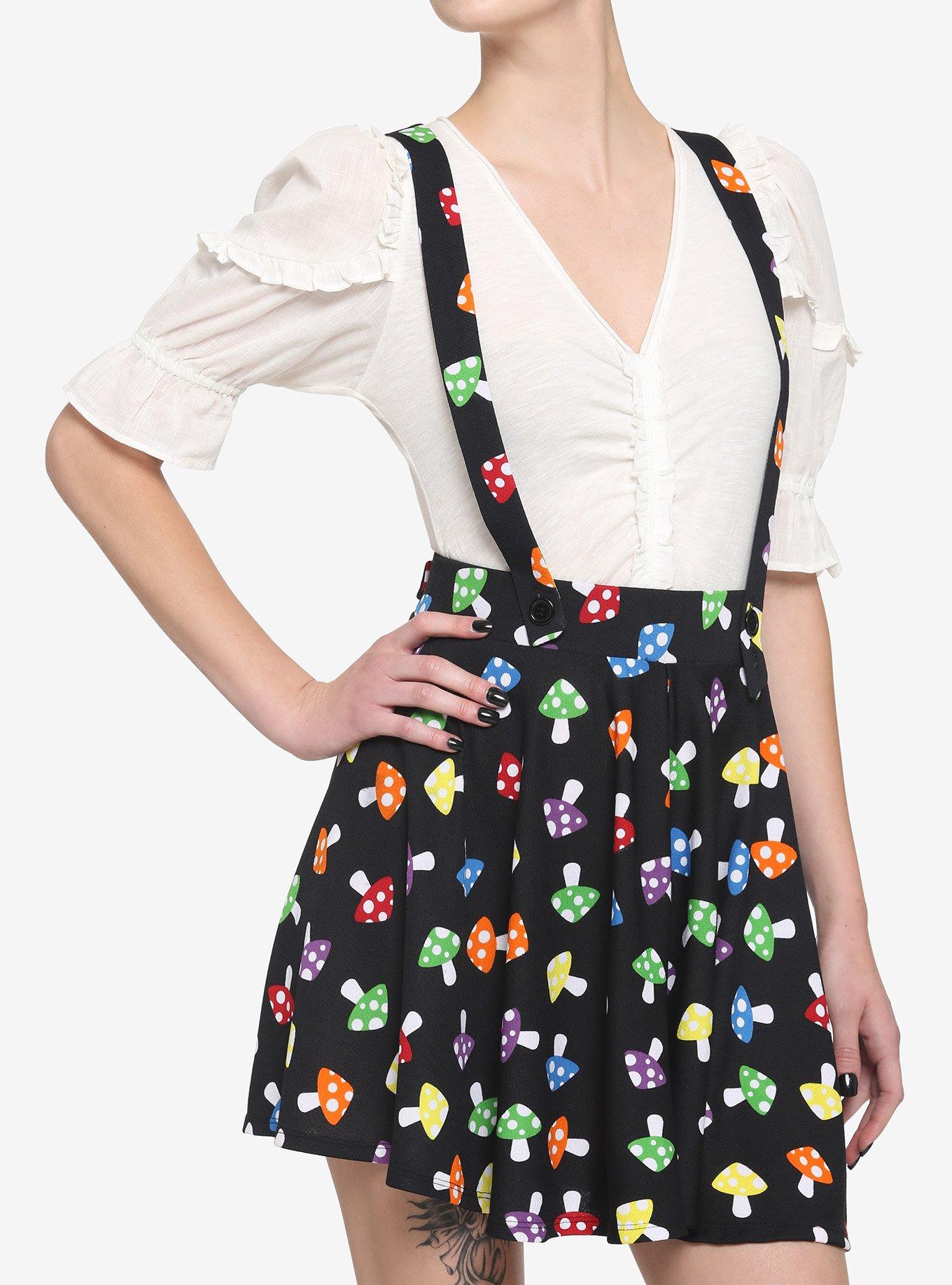 Rainbow Mushroom Suspender Skirt Hot Topic