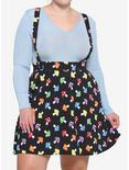 Rainbow Mushroom Suspender Skirt Plus Size, BLACK, hi-res