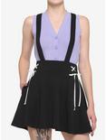 Black & White Lace-Up Suspender Skirt, BLACK, hi-res
