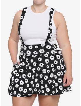 Black & White Daisy Suspender Skirt Plus Size, , hi-res