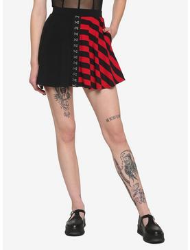 Black & Red Stripe Split Hook-And-Eye Skirt, , hi-res