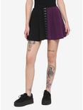 Black & Purple Split Hook-And-Eye Skirt, SPLIT SOLID, hi-res