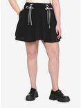 Black & White Double Lace-Up Skirt Plus Size, BLACK, hi-res