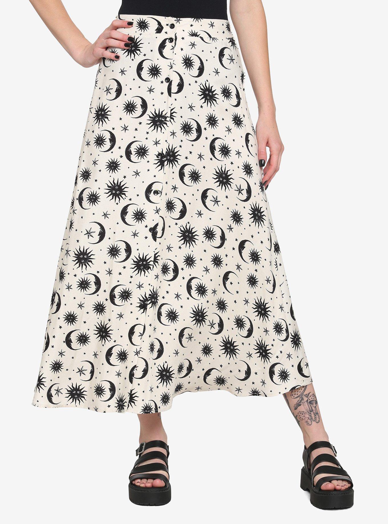 Celestial Button-Front Midi Skirt, IVORY, hi-res