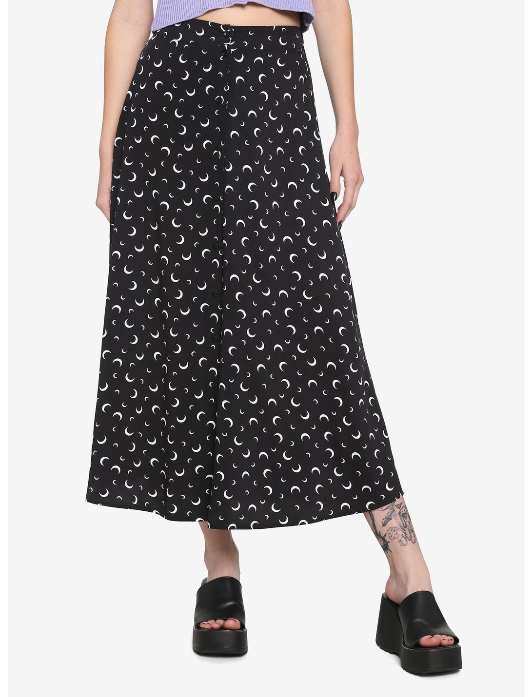 Crescent Moon Midi Skirt, BLACK, hi-res