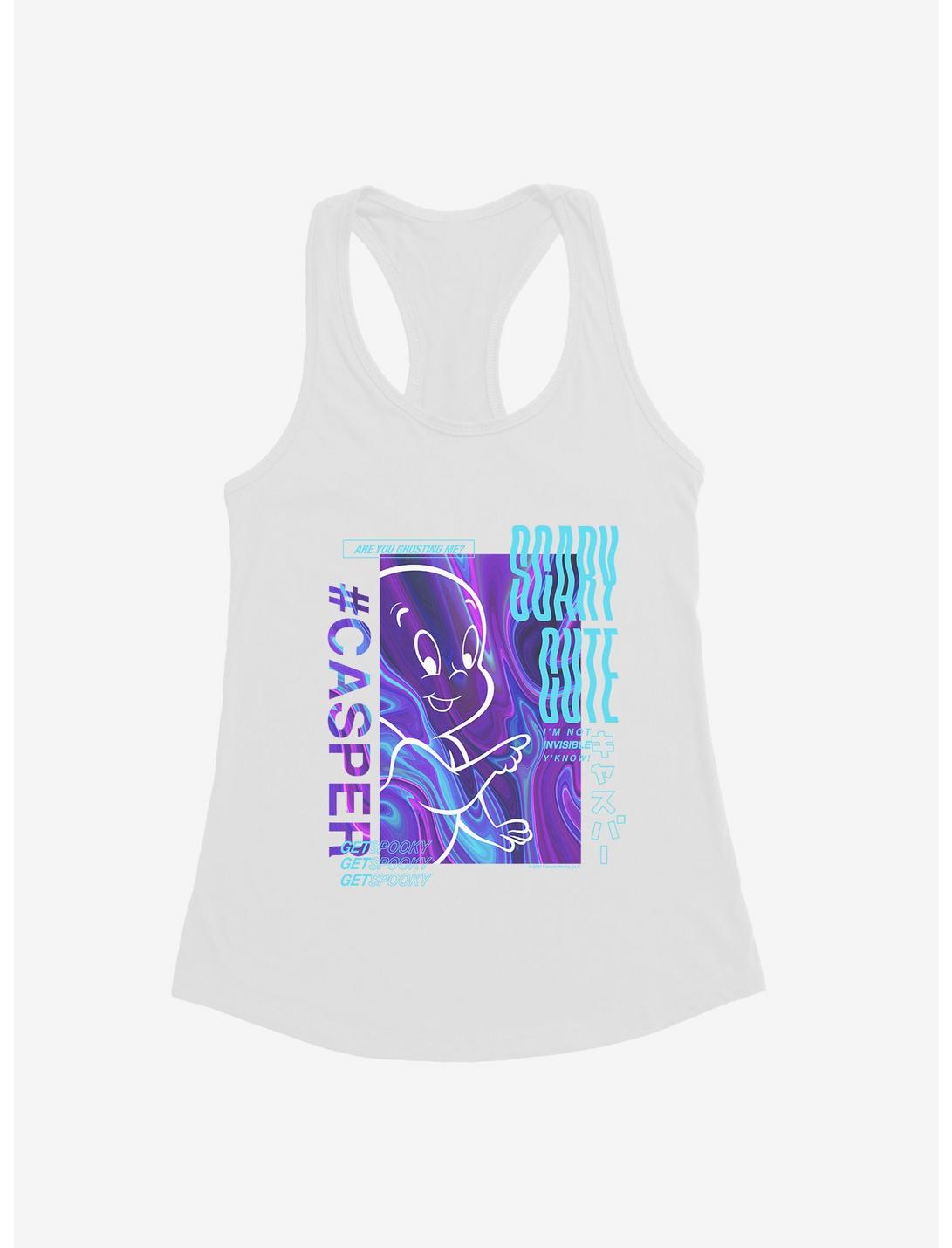 Casper The Friendly Ghost Virtual Raver Scary Cute Girls Tank, WHITE, hi-res
