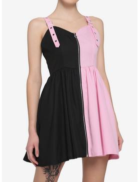 Pink & Black Split Sweetheart Dress, , hi-res