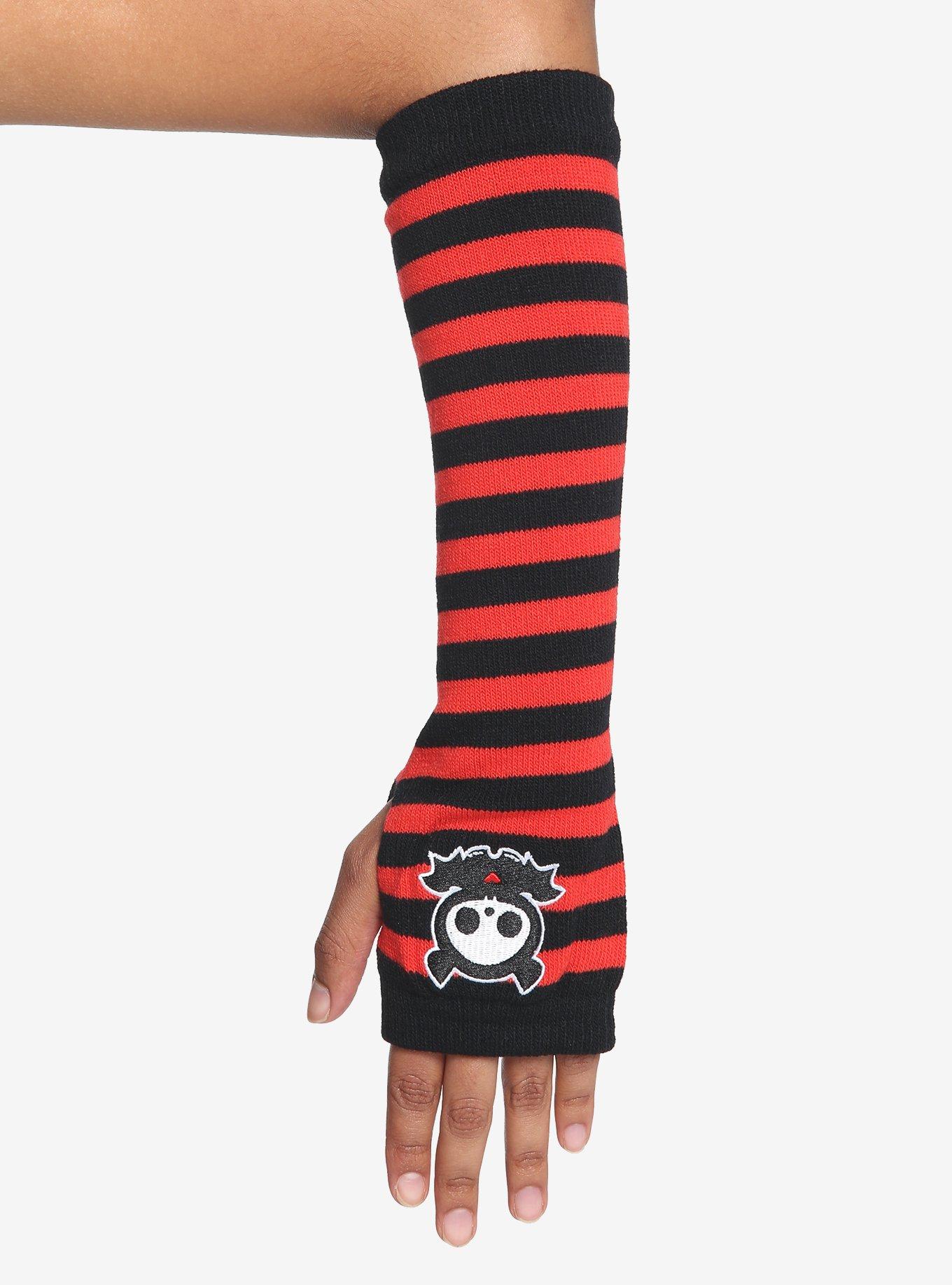 Skelanimals Diego Red & Black Stripe Arm Warmers Hot Topic