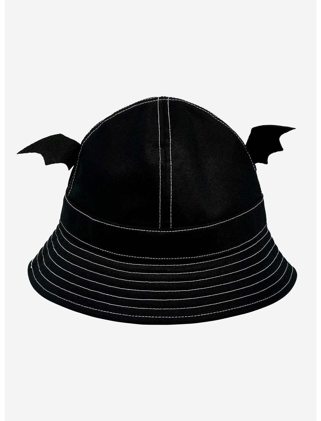 Black 3D Bat Wings Bucket Hat, , hi-res