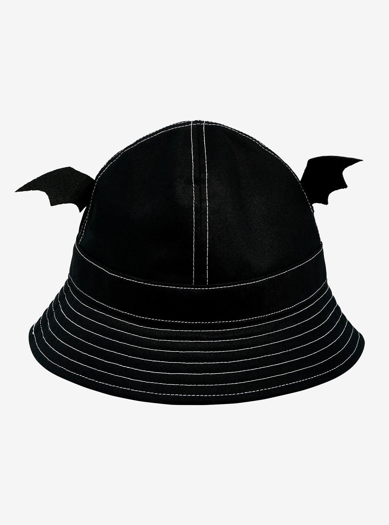 Black 3D Bat Wings Bucket Hat, , hi-res