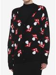 Red Mushroom Button-Front Girls Cardigan, BLACK, hi-res