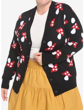 Red Mushroom Button-Front Girls Cardigan Plus Size, , hi-res