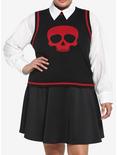 Red Skull Girls Sweater Vest Plus Size, RED, hi-res