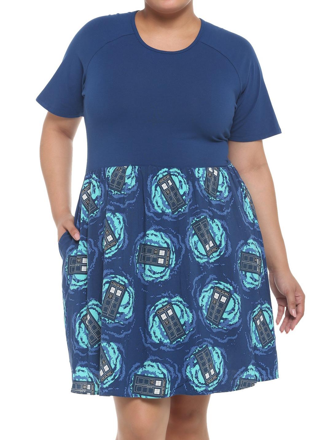 Her Universe Doctor Who TARDIS Dress Plus Size, DARK BLUE, hi-res