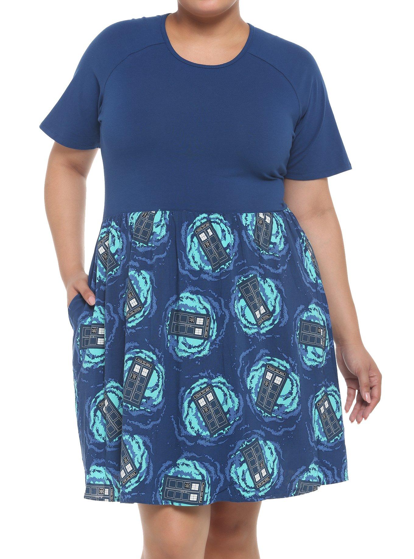 Her Universe Doctor Who TARDIS Dress Plus Size, DARK BLUE, hi-res