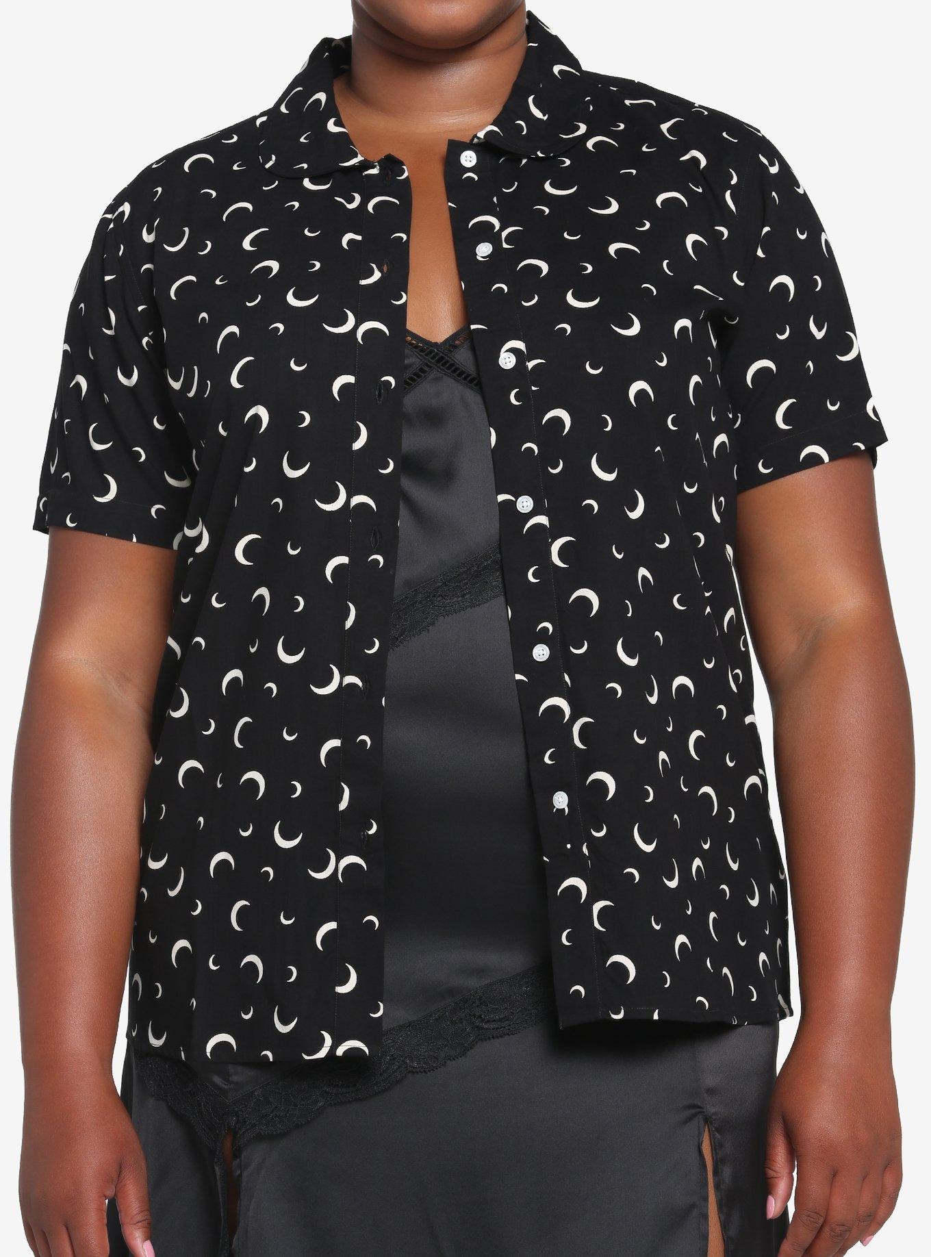 Crescent Moon Resort Woven Button-Up Plus Size, MULTI, hi-res