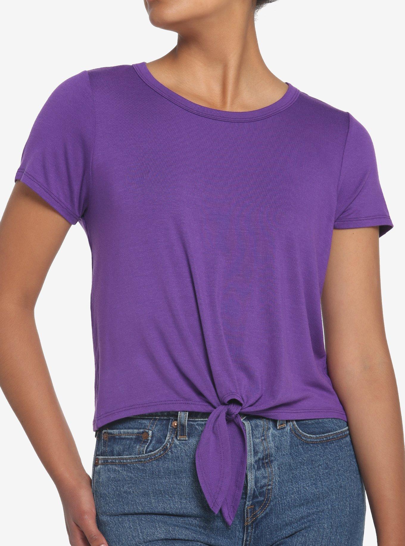 Purple Tie-Front Top, PURPLE, hi-res