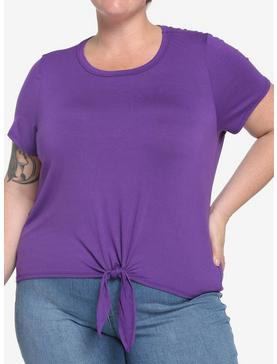 Purple Tie-Front Top Plus Size, , hi-res
