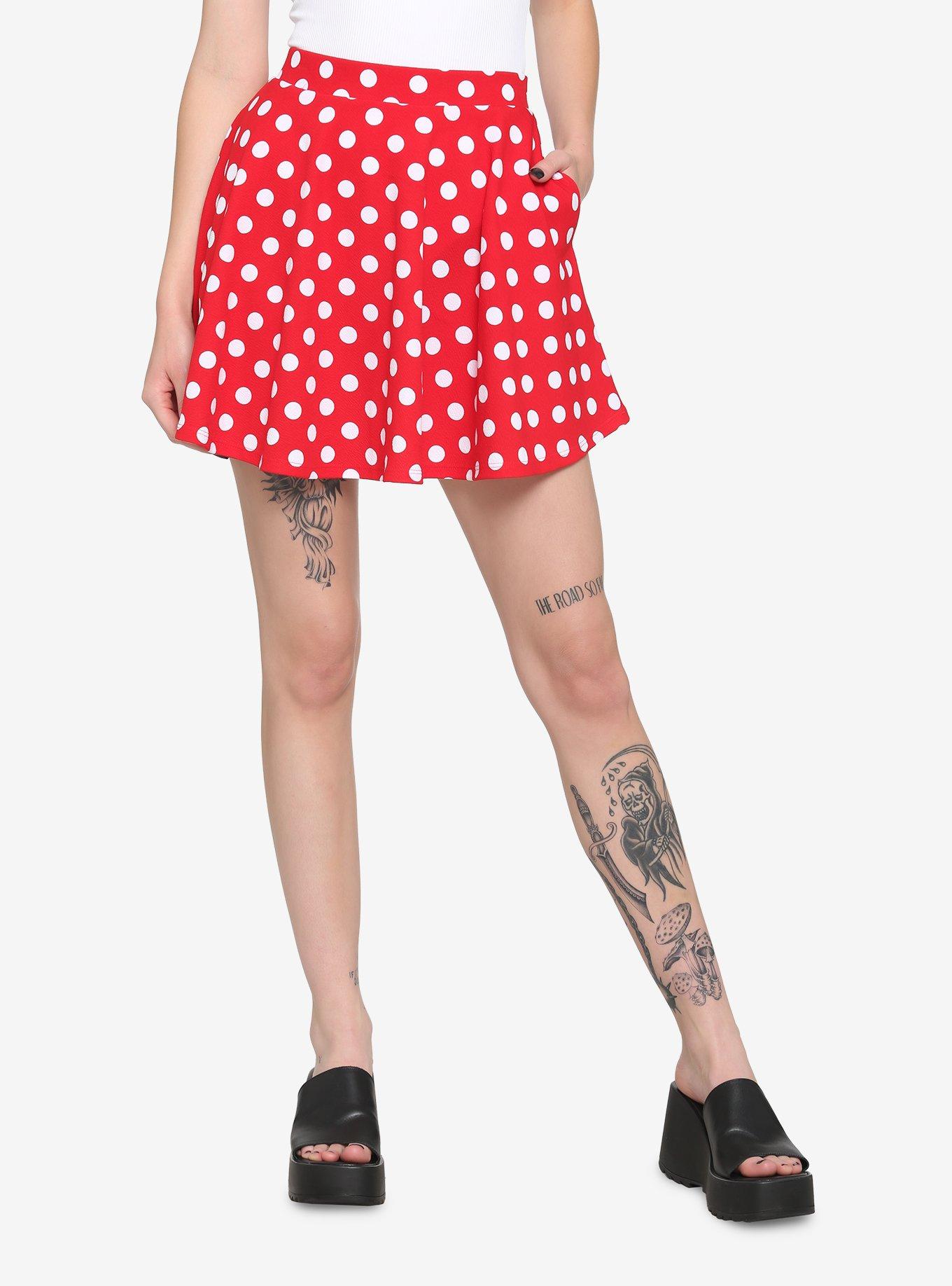 Red & White Polka Dot Skirt, RED WHITE DOT, hi-res