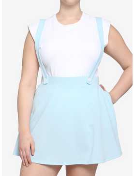Light Blue Suspender Skirt Plus Size, , hi-res