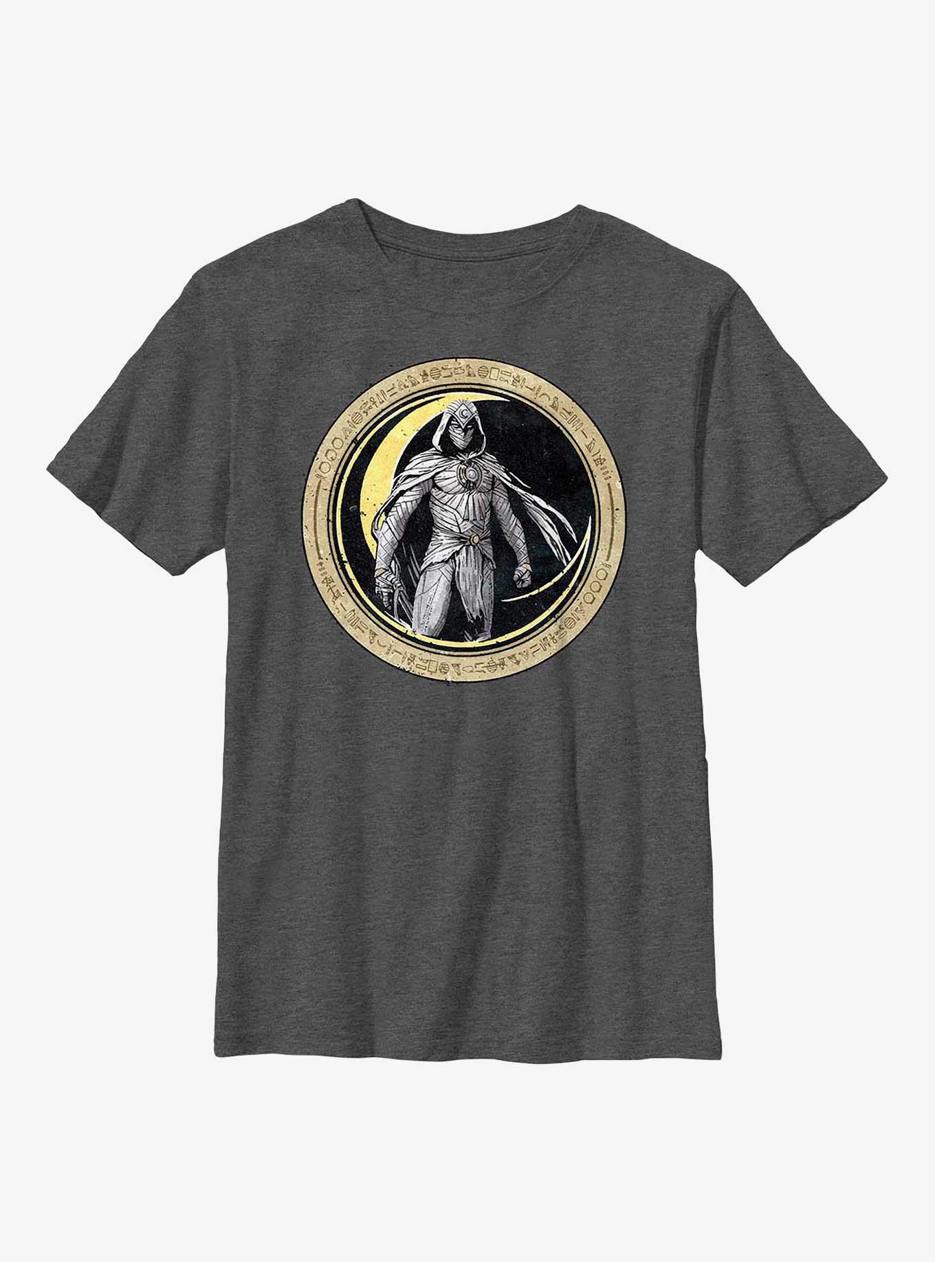 Marvel Moon Knight Circle Badge Youth T-Shirt, CHAR HTR, hi-res
