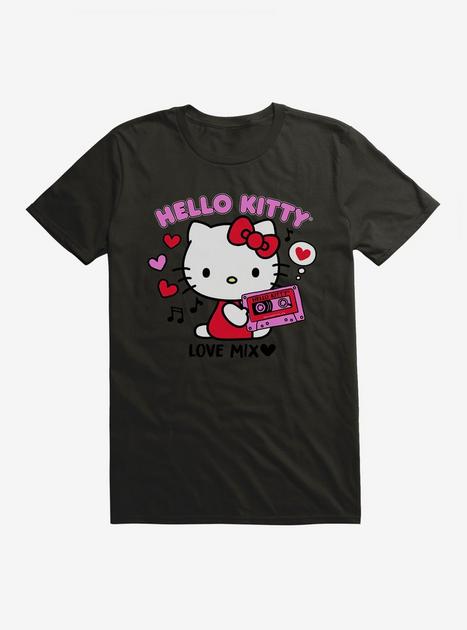 Hello Kitty Valentine's Shirt Red Pink Heart Balloons Juniors Size L Sanrio  NEW
