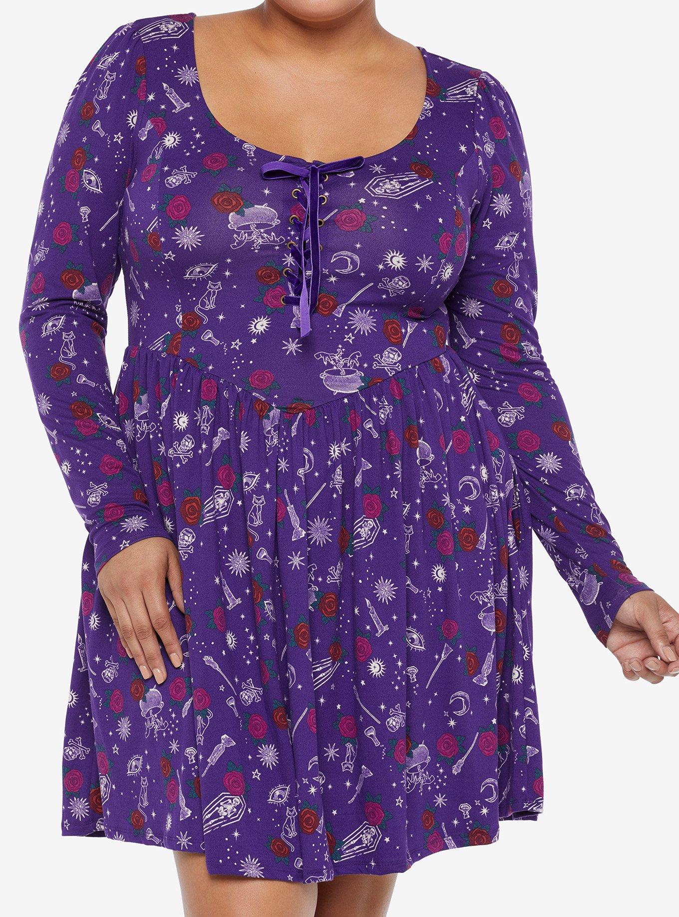 Her Universe Disney Hocus Pocus Icon Lace-Up Dress Plus Size, MULTI, hi-res