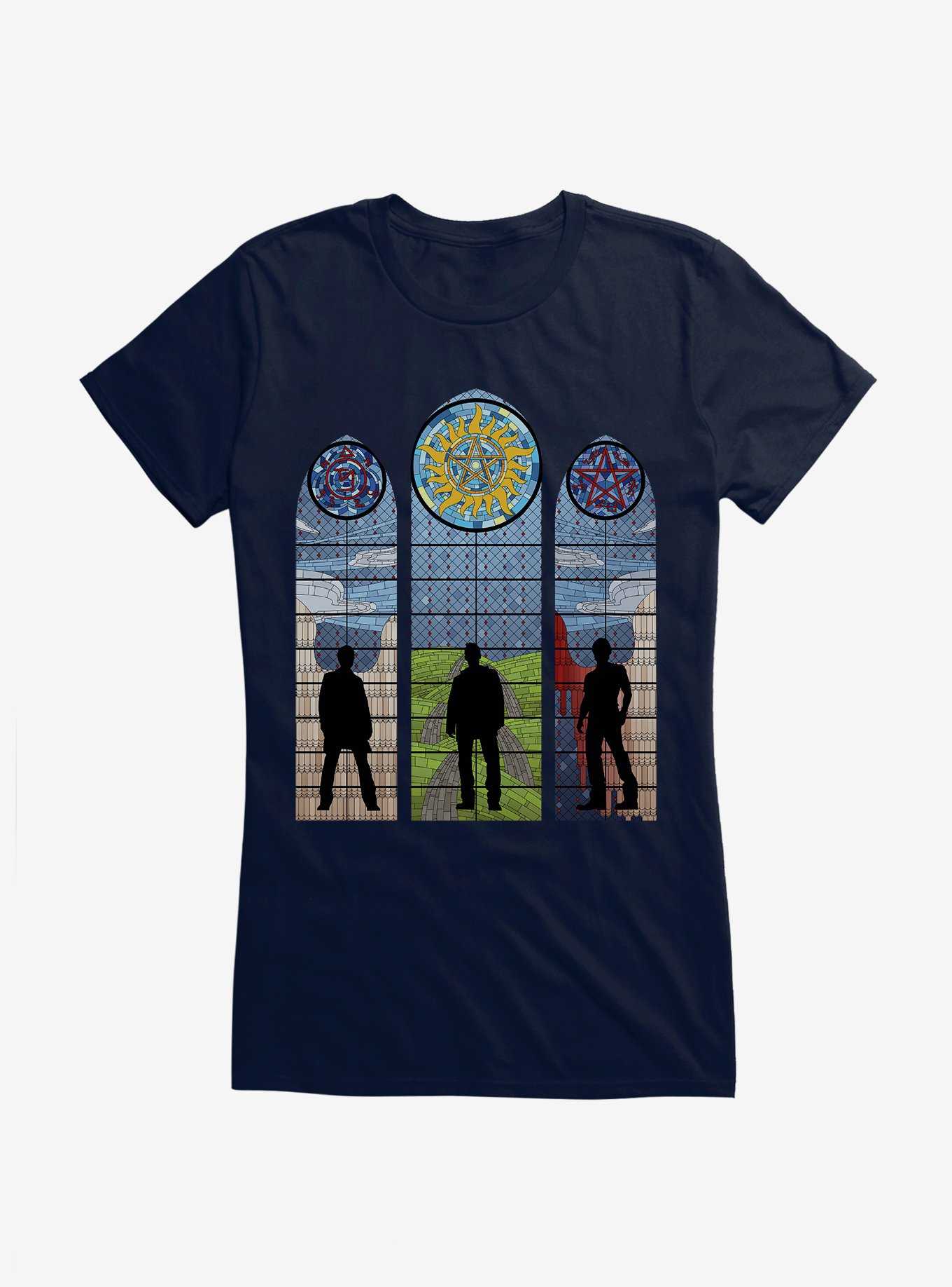 Supernatural Stained Glass Sam, Dean & Castiel Girls T-Shirt, , hi-res