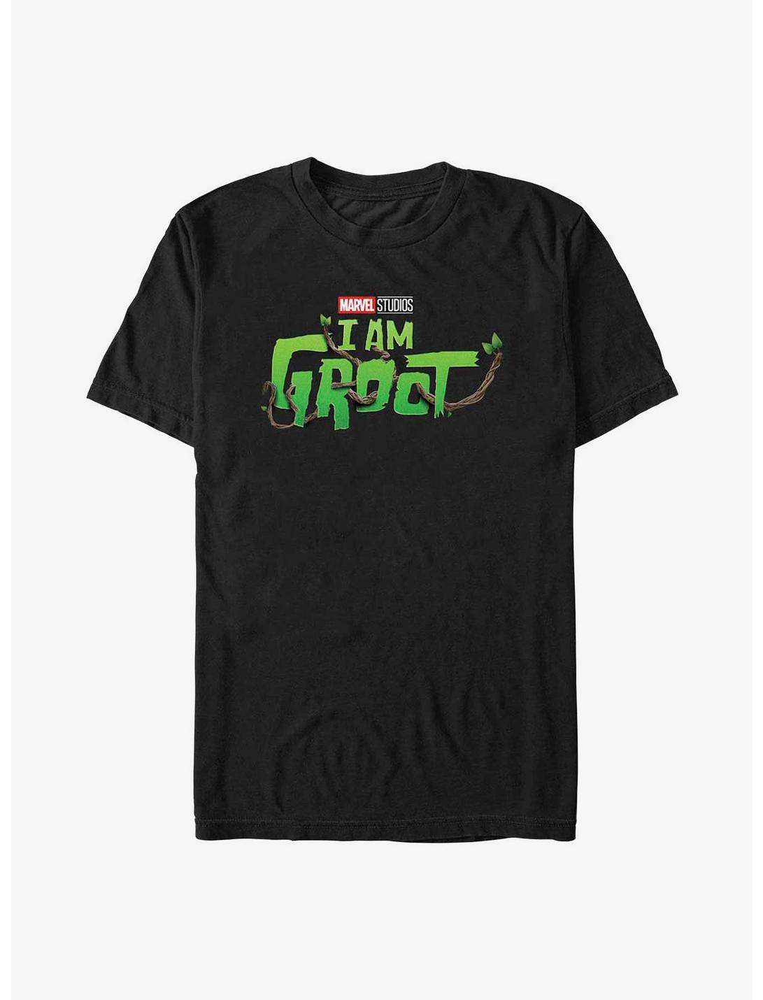 Marvel Guardians Of The Galaxy I Am Groot Logo T-Shirt, BLACK, hi-res