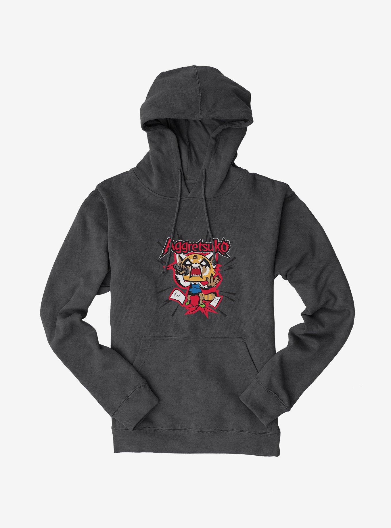 Aggretsuko Screaming Lyrics Hoodie, CHARCOAL HEATHER, hi-res