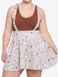 Ivory Cottagecore Lace-Up Suspender Skirt Plus Size, MULTI, hi-res