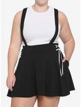 Black & White Lace-Up Suspender Skirt Plus Size, BLACK-WHITE, hi-res