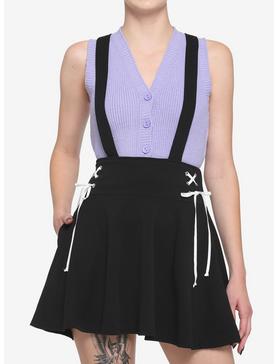 Black & White Lace-Up Suspender Skirt, , hi-res